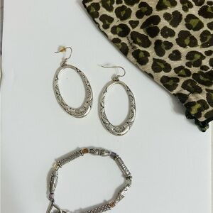 Brighton Silver Oval Earrings and Bracelet